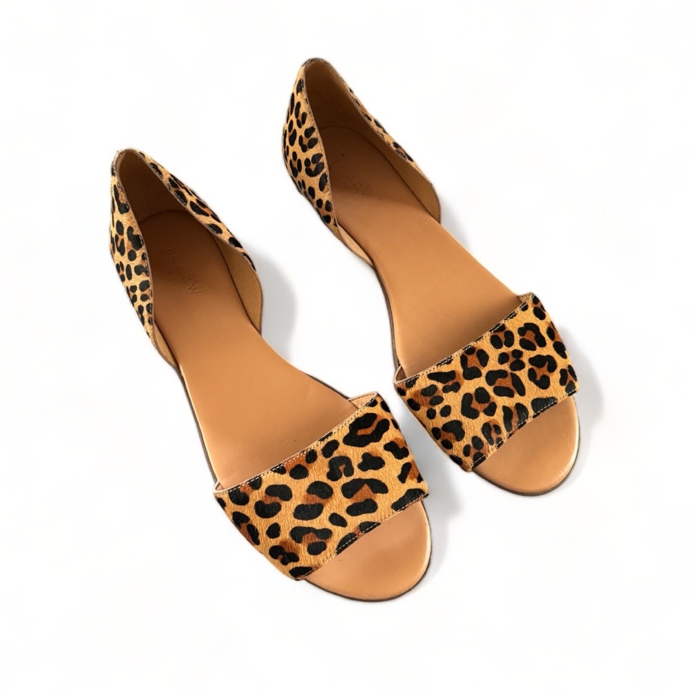 J.Crew Leopard Morgan Calf Hair Sandals